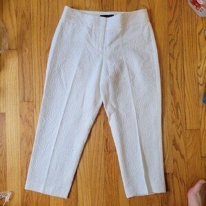 Talbots Petites Curvy 2P White Floral Textured Slim Fit Pants